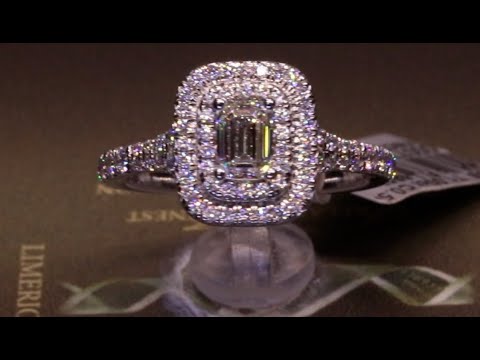 #77226 | T1.00ct/C0.50ct | Emerald Cut Centre with Round Brilliant Double Halo | Set in Platinum