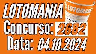 ???? Lotomania de hoje, Lotomania 04/10, Resultado da Lotomania 2682,