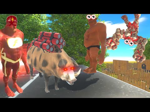 FLASH HILL GIANT EXPLOSIVE PIG THROWS UNITS INTO STY -  ANIMAL REVOLT BATTLE SIMULATOR
