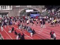 Larry Perez '14 Penn  Relays 4x400M Anchor, Maroon Jersey and Black Shorts, Green Spikes and Black Glasses (5th place to 3rd)