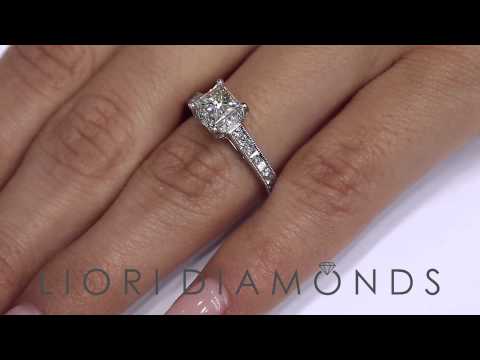 ER- 1227 - 1.85 Carat H-SI1 Certified Princess Cut Diamond Engagement Ring 18k White Gold