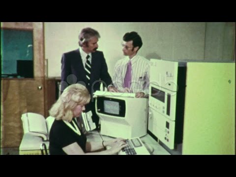 Office Staff Ibm Retro Computer Data 1970S Vintage Film Industrial Movie 1662. Stock Footage
