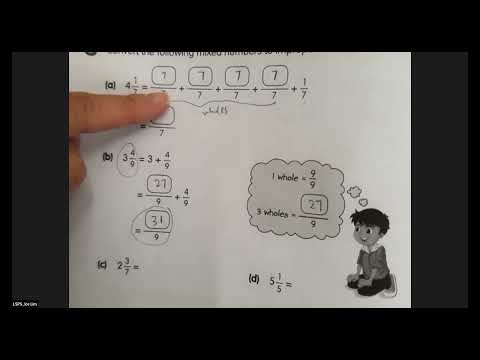 4E Math 060422 Wed (Conversion between Mixed Numbers & Improper Fractions Workbook Help)