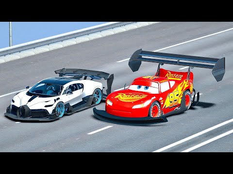 Lightning McQueen GTR vs Bugatti Divo GTR Concept - Drag Race 20 KM