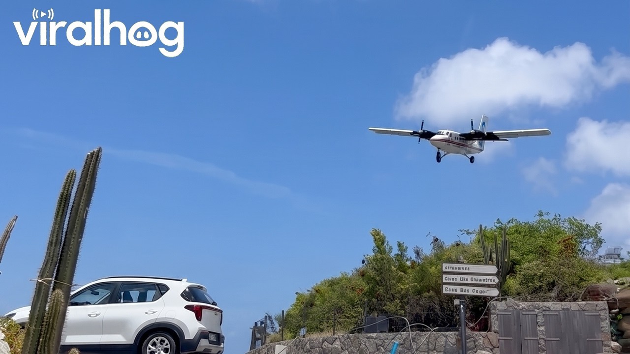 Pilot Makes Tricky Landing on Short Runway at St. Barts Airport || ViralHog