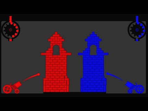 Red vs Blue - Castle destruction in Algodoo