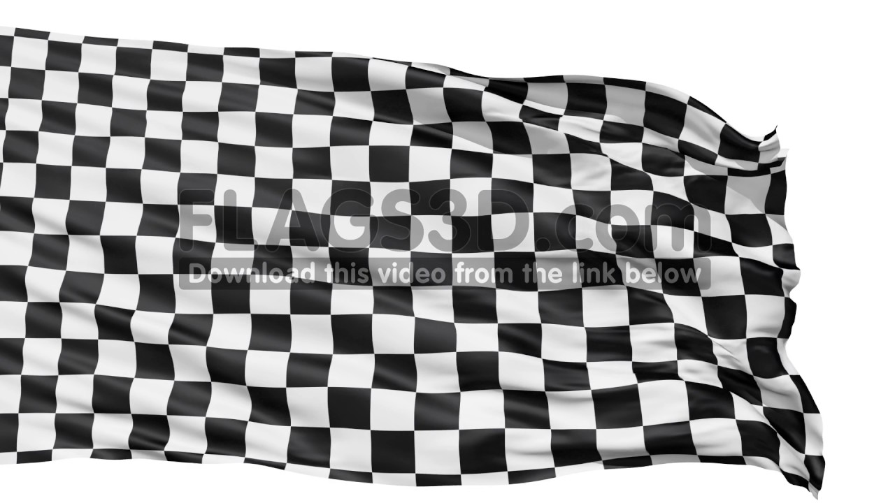 Realistic 3d seamless looping checkered flag waving in the wind.