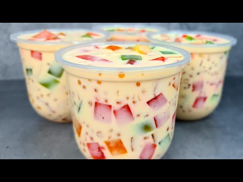 Homemade Dessert for Summer,Simple and Easy to make | Fruity Tapioca Jelly Drink