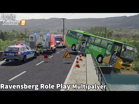 Operational Bus almost fell from a Bridge, Public Service│Ravensberg│Multiplayers Role Play│FS 19