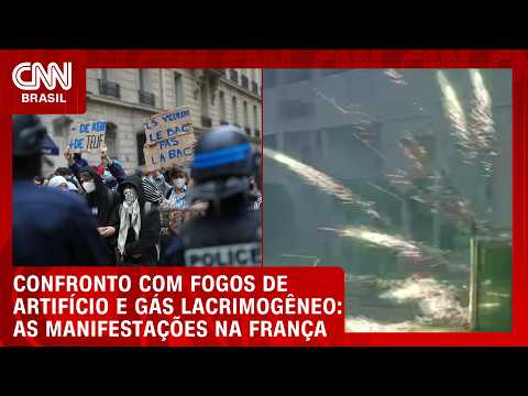 Polícia usa fogos de artifício e gás lacrimogêneo para conter manifestantes na França | CNN BRASIL