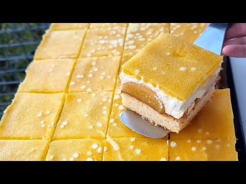 Schnelle Pfirsich Schnitte ~ Cremiger Pfirsich Blechkuchen