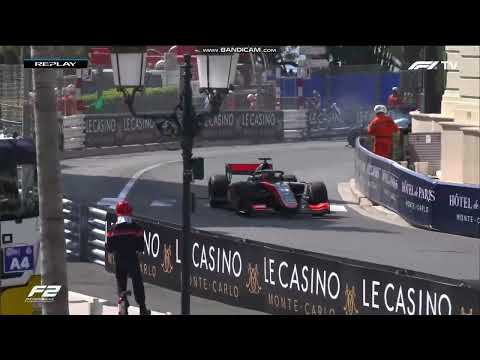 2023 Monaco GP - F2 Feature Race- Jack Doohan crash and fire