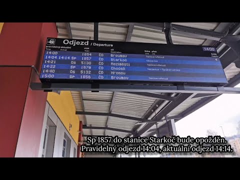 HaVIS Náchod, Sp 1857 do stanice Starkoč bude opožděn 10 minut - hlášení dle nové směrnice
