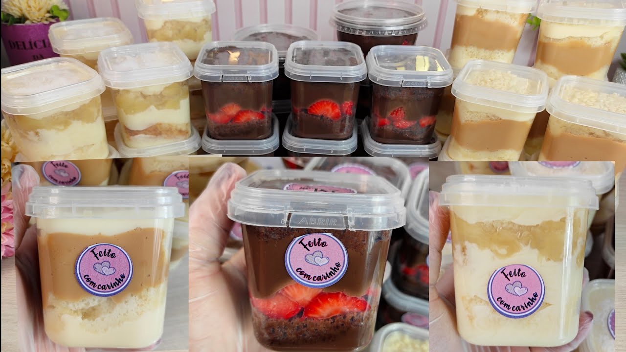 3 SABORES DE BOLO NO POTE COM 4 RECHEIOS QUE SÃO SUCESSO DE VENDAS - LUCRO GARANTIDO