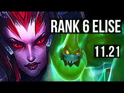 ELISE vs ZAC (JNG) | Rank 6 Elise, 6 solo kills, 22/4/14, Legendary, 300+ games | TR Master | 11.21