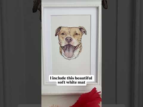 Jack o’ Lantern the Pittie’s mini watercolor portrait! With mat +frame =$99 ✨paintedpawstudio.com