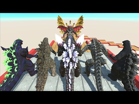 X5 GODZILLA DEATH FALL vs GHIDORAH - Animal Revolt Battle Simulator