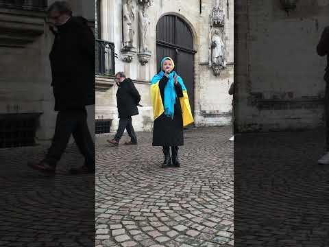 Commemoration in Bruges of one year of War in Ukraine - Lenara Osmanova.