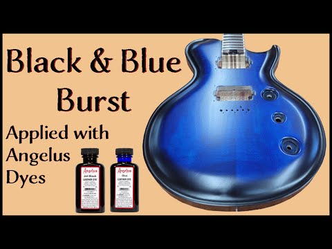 Dye a guitar body Black Burst over Blue with Angelus Leather Dyes and Spray with Mohawk Vinyl Sealer