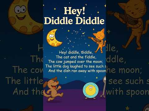 Hey Diddle Diddle 🌙 | Fun Nursery Rhyme for Kids | Animated Rhyme Shorts | ytshorts