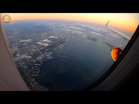 AWESOME 4K VIEWS! American Airlines Airbus A321 Sunset MIAMI Approach! [AirClips]