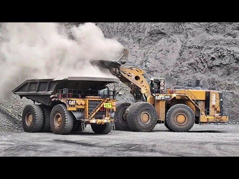 Largest Cat 994K Wheel Loader Loading Cat 793F & Cat 789 Dump Truck