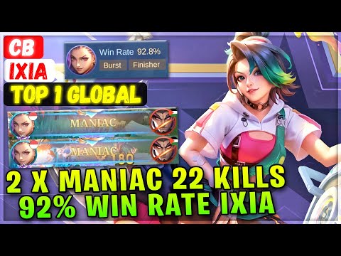2X MANIAC 22 Kills 92% Win Rate Ixia [ Top Global Ixia ] CB - Mobile Legends Gameplay Emblem Build