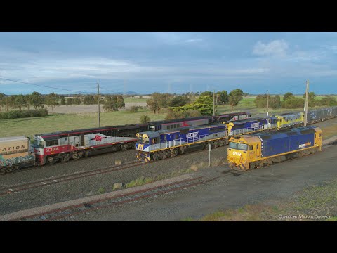 SCT 5PM9 Mixed Freight Train Crosses QUBE Grain Train (15/10/2023) - PoathTV Railways