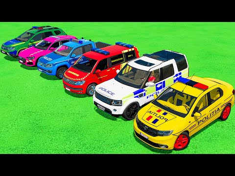 ALL POLICE OF COLORS! TRANSPORTING DACIA, RANGE ROVER, VOLKSWAGEN POLICE CARS WITH MAN TRUCKS! FS22