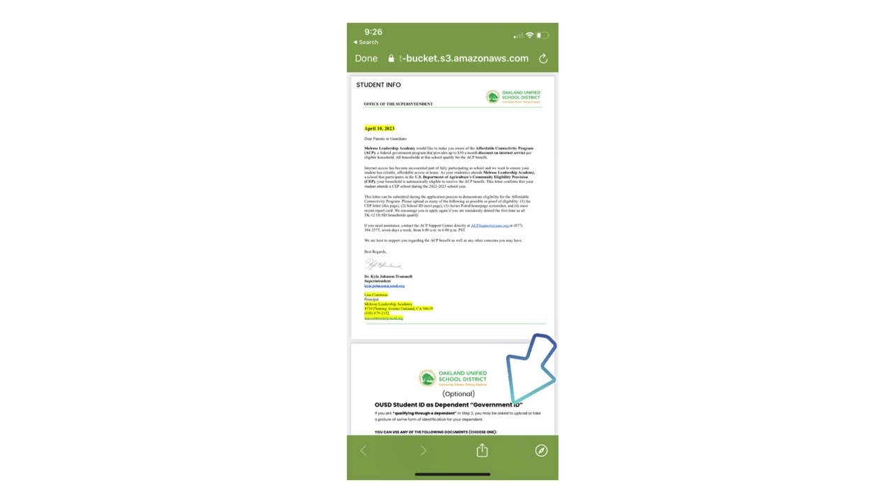 How to download ACP Eligibility Document for OUSD households