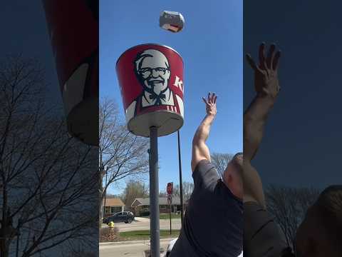 Throwing a KFC Bucket into the GIANT KFC Bucket 😎🍗