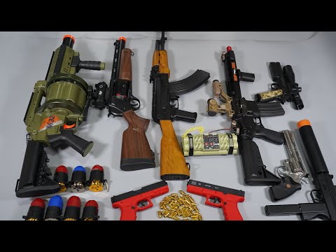 AK47 And M32 MSGL Nerf Gun Toy Gun - Airsoft M4 Mac10 Shell ejecting  Realistic Toy Guns Collection