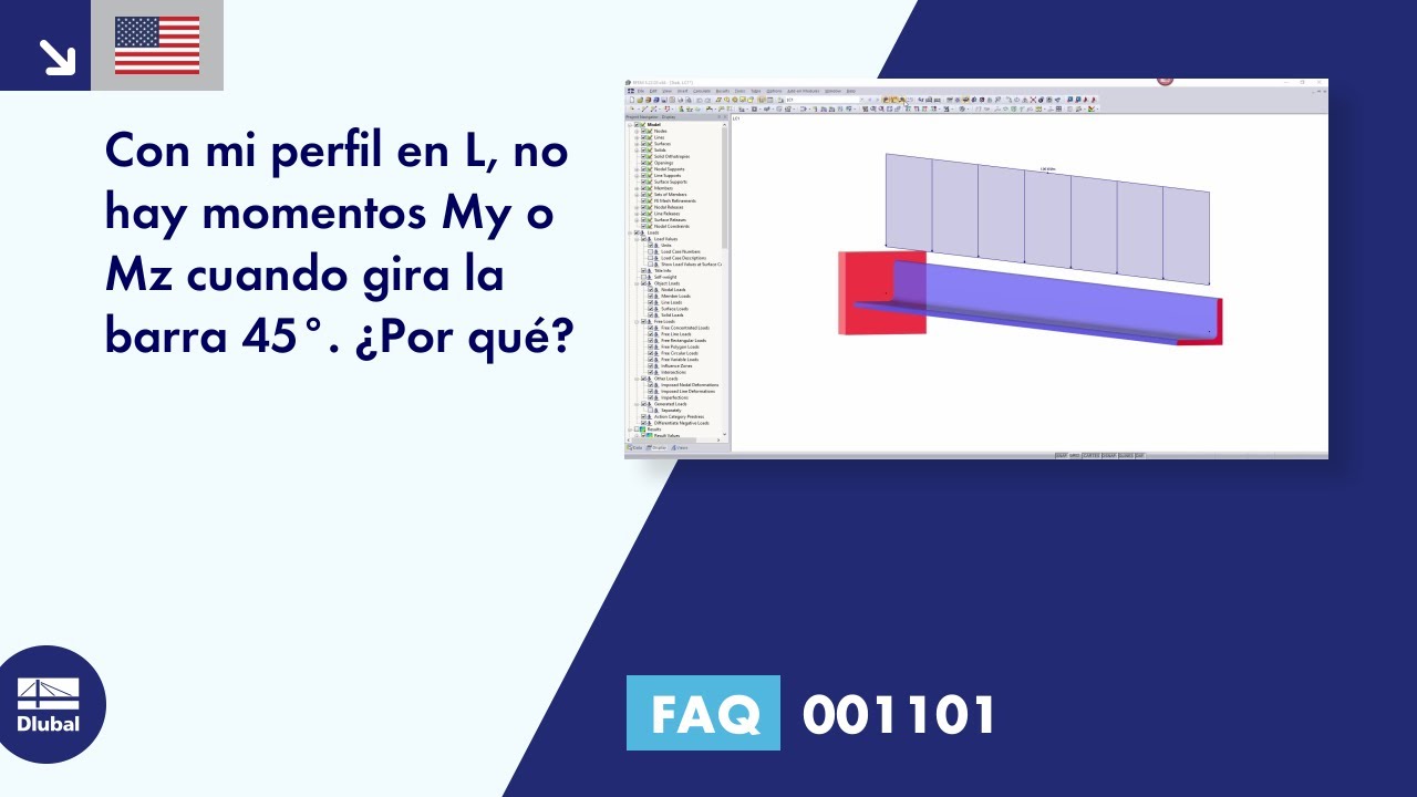 [ES] FAQ 001101 | En mi sección en L, no hay momento My o Mz al girar la barra 45 °.