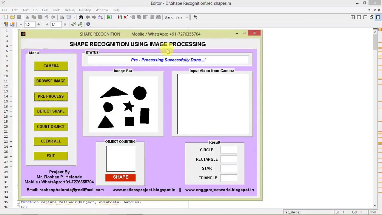 Shape Detection & Recognition Using Image Processing Matlab Project with Source Code || IEEE Project