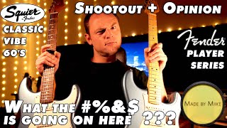 Video thumbnail for Squier Classic Vibe 60's Strat vs. Fender Player Strat - Shootout + Opinion by Made by Miike