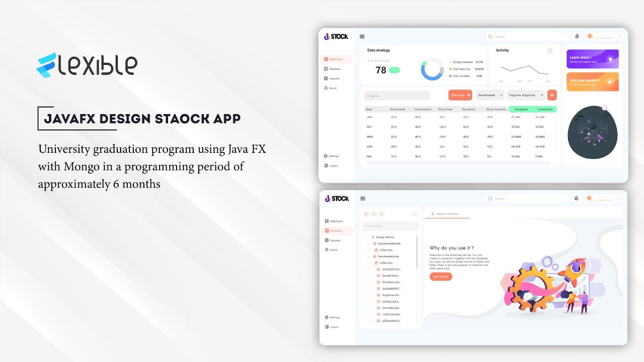 Javafx design stock application css, sass, mongo database, json