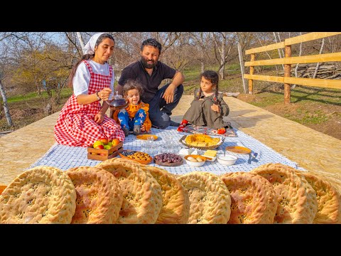 Breakfast Feast Fit for Kings with Fresh Uzbek Bread in the Village!