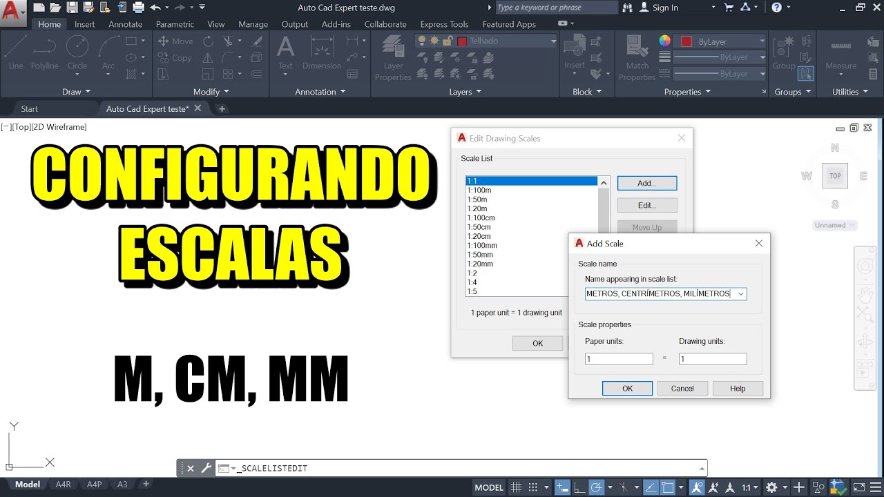 Configurando ESCALAS no AutoCAD (Metros, Centímetros e Milímetros)