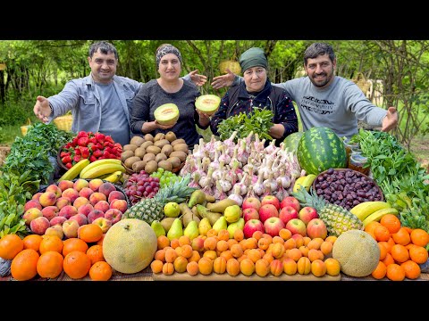 FRUIT SALAD RECIPE In Village |  Healthy Salad With 20 Varieties Of Fruit | Fresh Pickled Garlic