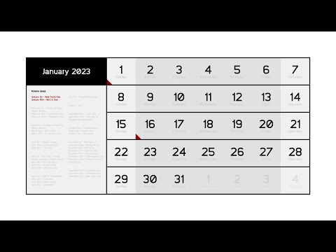 2023 Calendar Printable Design Template January