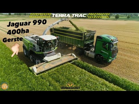 Agrarservice-MV beim Gersten GPS! 400ha mit einem Jaguar 990 TT & Fendt 1050 Abfahrer Silage Ernte