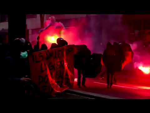 French protest police brutality, clashes erupt