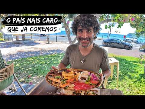 Provando comidas da Nova Caledônia
