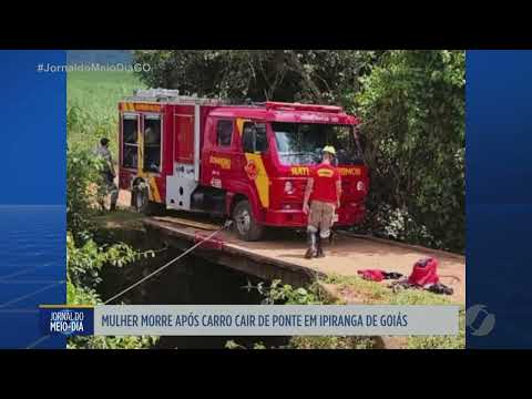 Mulher morre após carro cair de ponte em Ipiranga de Goiás