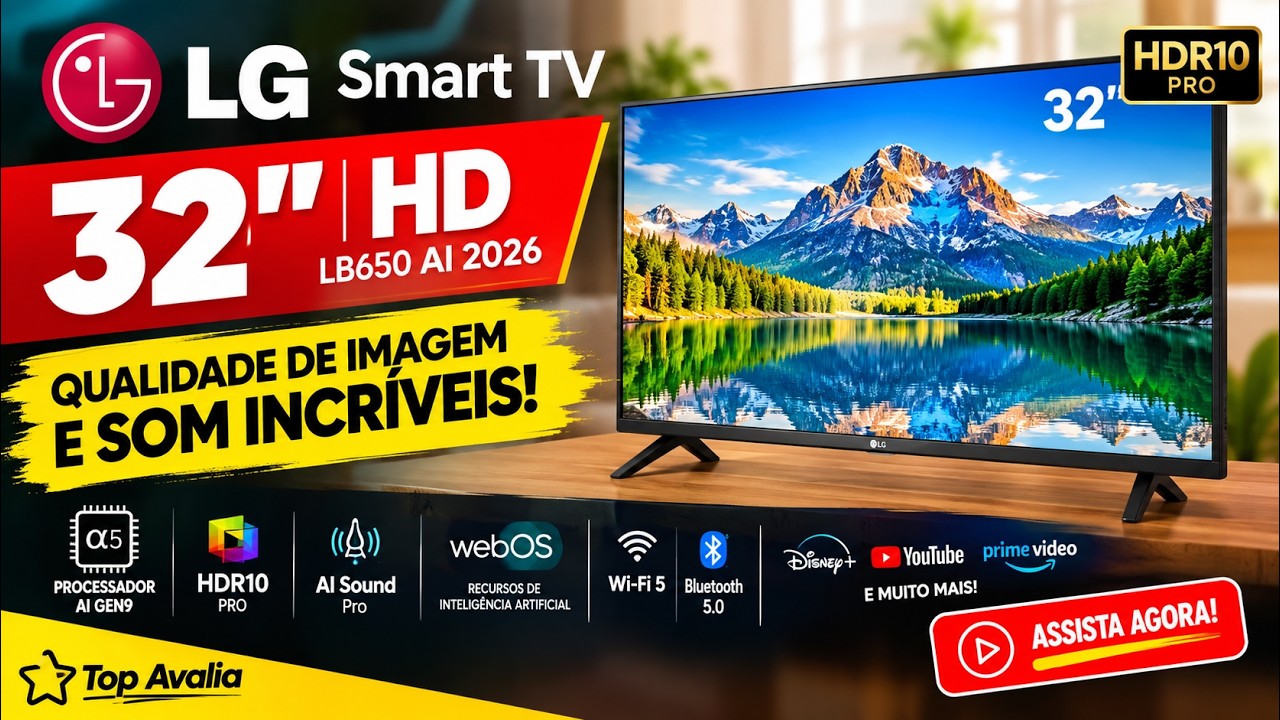 Miniatura da avaliação em vídeo de Smart TV LG LB650 AI 32''