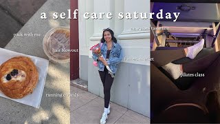 a self care day in my life 🧖🏻♀️🧺 | farmers market, workout class, vacation prep