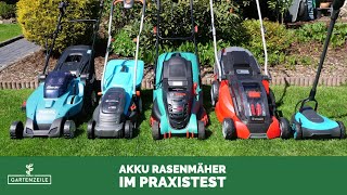 Akku Rasenmäher Test - 5 Modelle von Gardena, Bosch, Einhell und Makita im Praxistest