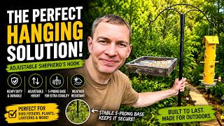 This Shepherd's Hook Holds My Feeders, Lanterns & Plants Without Wobbling