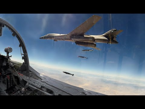 Crazy Cockpit View of US B-1 Insane Ordonance Release at Extreme Altitudes