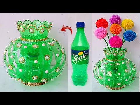 Plastic bottle Vase Craft/ DIY Easy Tree from Waste bottle/Sprite ki bottle se banaye Guldasta